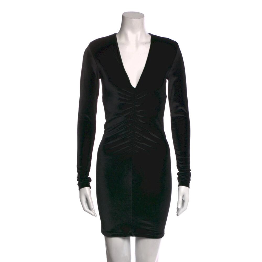 All Saints Mini Velvet Long Sleeve Deep V Dress Size XS
